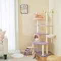 Nature-Themed Cat Tree with Artificial Leaves