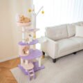 Nature-Themed Cat Tree with Artificial Leaves