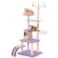 Nature-Themed Cat Tree with Artificial Leaves