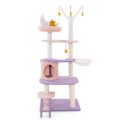 Nature-Themed Cat Tree with Artificial Leaves